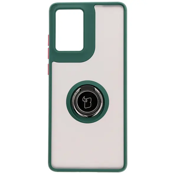 Bizon Case Hybrid Ring Motorola Moto G85 5G smoky with a dark green frame