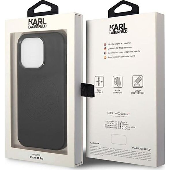 Karl Lagerfeld Karl Lagerfeld Leather Perforated Logo Case - Etui iPhone 14 Pro Max (czarny)