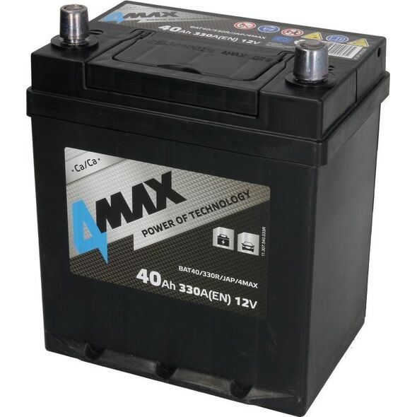 Μπαταρία 4MAX 12V 40Ah/330A (P+ λεπτός πόλος (ιαπωνικά οχήματα) + τυπικός πόλος) 187x140x225 B01 - βάση ύψους 10 5 mm (εκκίνησης)