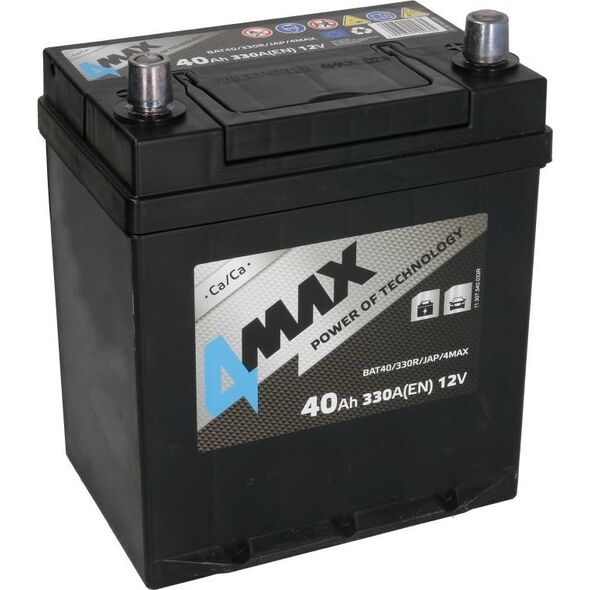 Μπαταρία 4MAX 12V 40Ah/330A (P+ λεπτός πόλος (ιαπωνικά οχήματα) + τυπικός πόλος) 187x140x225 B01 - βάση ύψους 10 5 mm (εκκίνησης)