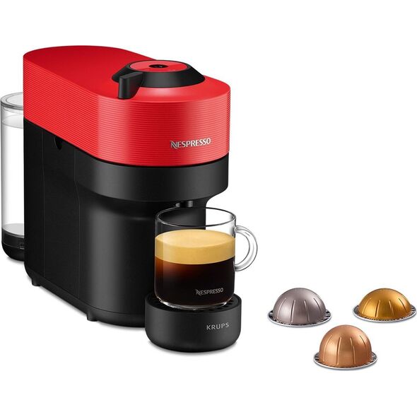 Ekspres na kapsułki Krups Krups Nespresso Vertuo Pop Spicy Red XN9205, capsule machine (black/dark red)