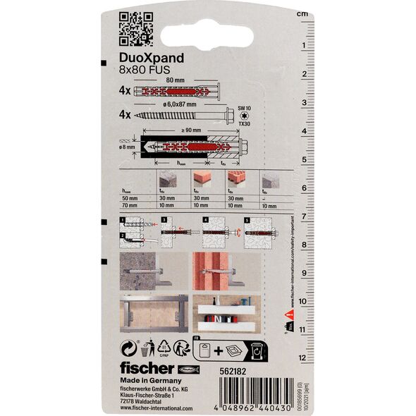 Sourcing DuoXpand pin with screw 8x80 FUS, 4 pcs.