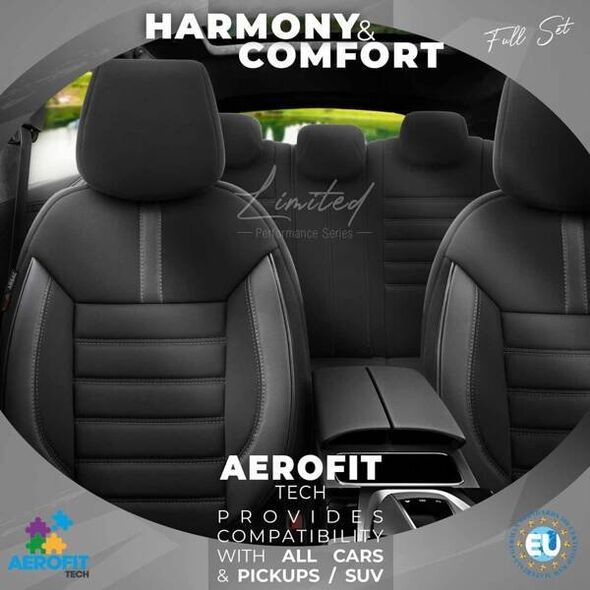 AMiO Komplet pokrowców na fotele samochodowe OTOM LIMITED 102 BLACK/GREY 3-ZIP