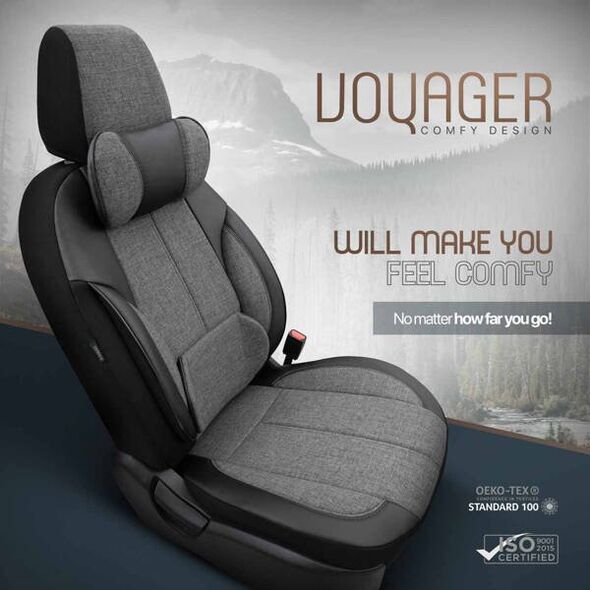AMiO Komplet pokrowców na fotele samochodowe OTOM VOYAGER 102 SMOKED 3-ZIP