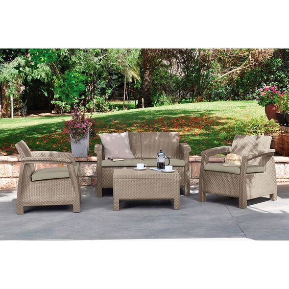 Allibert Zestaw mebli ogrodowych CORFU SET - cappuccino