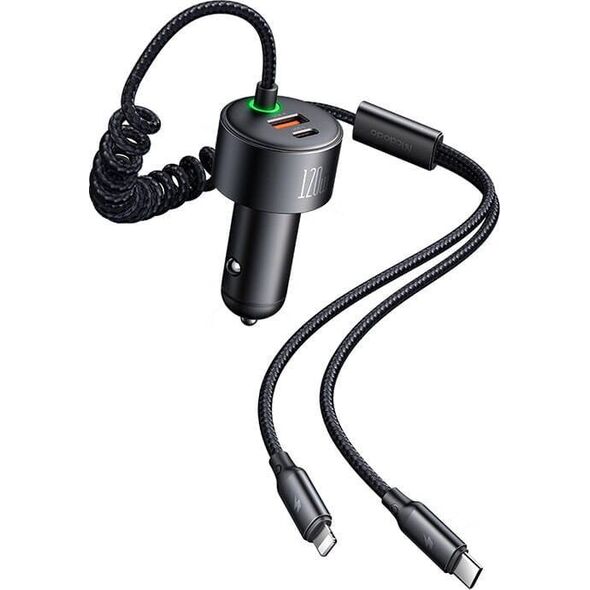 Ładowarka samochodowa Mcdodo CC-0370, USB-C, Lightning, 120W, chowane kable