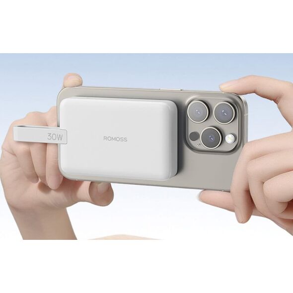 Powerbank Romoss WMS10 10000mAh 30W, biały  Ładowanie magnetyczne i szybkie ładowanie
