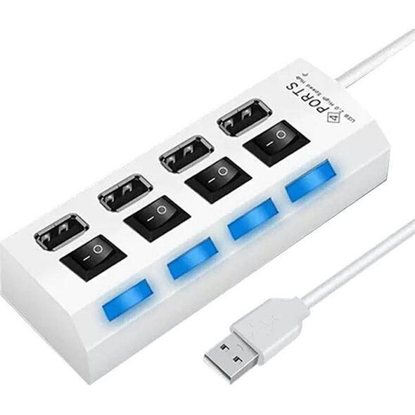 HUB USB Aptel AKTYWNY HUB USB 2.0 z Włącznikami 4 Porty biały AK228C
