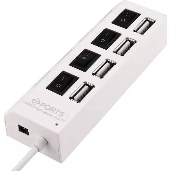 HUB USB Aptel AKTYWNY HUB USB 2.0 z Włącznikami 4 Porty biały AK228C