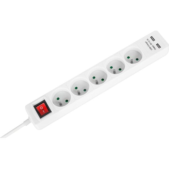 Listwa zasilająca Rebel 5 gniazd 3 m biała (URZ3203-3)