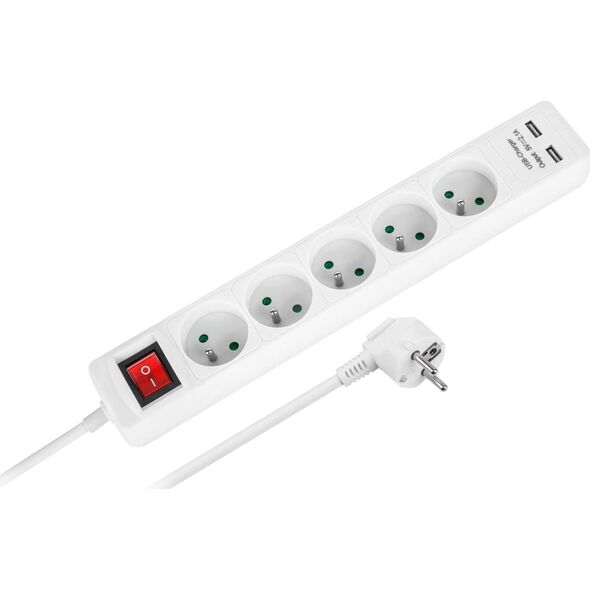 Listwa zasilająca Rebel 5 gniazd 3 m biała (URZ3203-3)