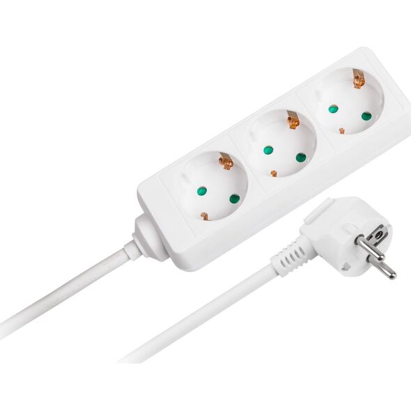 Listwa zasilająca Rebel Przedłużacz biały KEMOT 3 gniazda typu niemieckiego, kabel 3m (1,5mm)