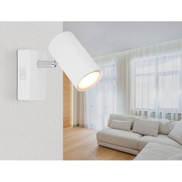Kinkiet Globo Lampa ścienna ruchoma Robby 57911-1W z włącznikiem biała