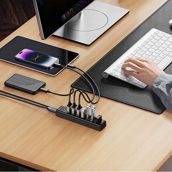 HUB 7 θυρών USB-A 3.0 καλώδιο 1M - μαύρο