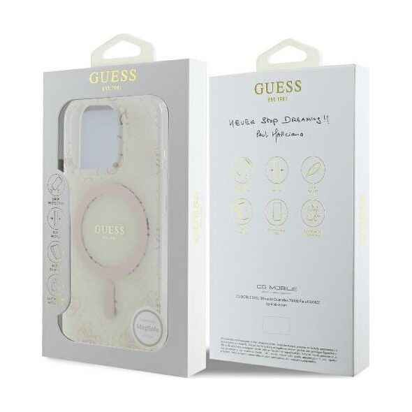 Guess Guess GUHMP16LH4DTEH iPhone 16 Pro 6.3" biały/white hardcase IML 4G Background MagSafe