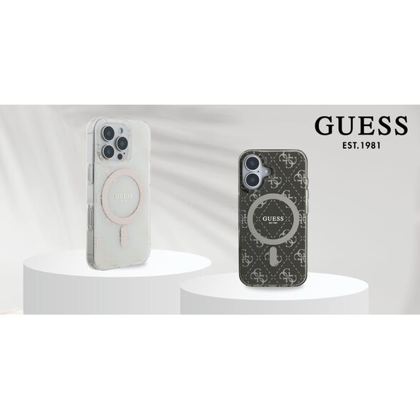 Guess Guess GUHMP16LH4DTEH iPhone 16 Pro 6.3" biały/white hardcase IML 4G Background MagSafe