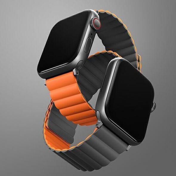 Uniq UNIQ pasek Revix Apple Watch Series 4/5/6/7/SE 44/45mm. Reversible Magnetic szary-pomarańczowy/grey-orange