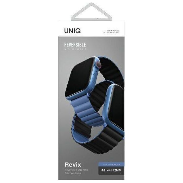 Uniq UNIQ pasek Revix Apple Watch Series 4/5/6/7/SE 44/45mm. Reversible Magnetic czarny-niebieski/black-blue