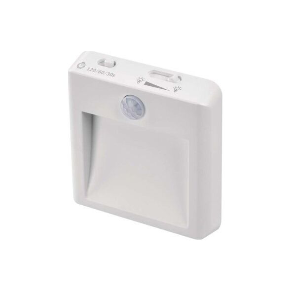 Lampka wtykowa do gniazdka Emos Emos P3319 lampka do gniazdka wtykowa kwadrat z czujnikiem ruchu 1x0,5W LED 3000K biała