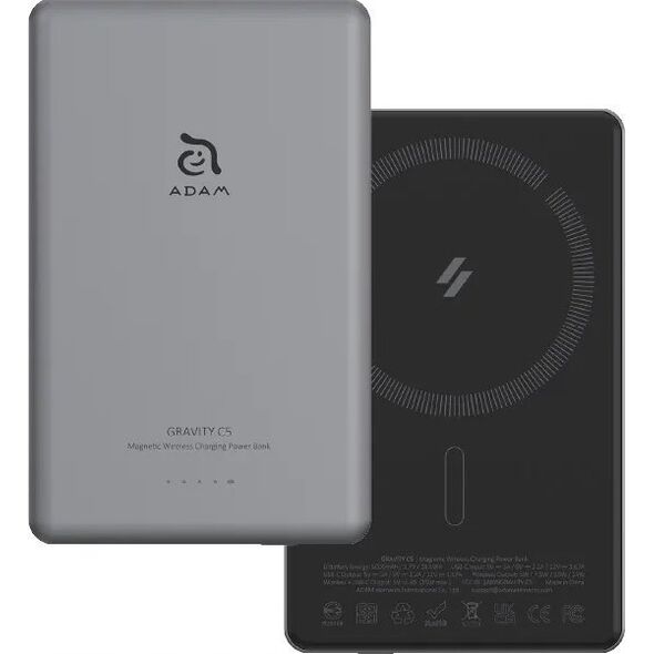 Powerbank Adam Elements Adam Elements Gravity C5 - magnetyczny powerbank bezprzewodowy 5000 mAh szary - Gwarancja bezpieczeństwa. Proste raty. Bezpłatna wysyłka od 170 zł.