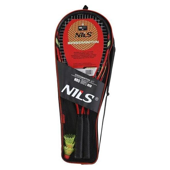 Nils Extreme NRS001 ZESTAW DO SPEEDMINTONA 2 RAKIETY + LOTKI + POKROWIEC CZERWONY NILS