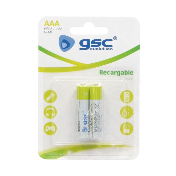 Μπαταρία Επαναφορτιζόμενη GSC Evolution AAA 800mAh HR03 1.2V (2 τεμ.) 8433373046276 8433373046276 έως και 12 άτοκες δόσεις