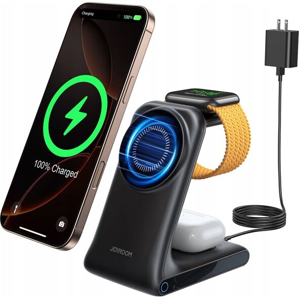 Ασύρματος φορτιστής JOYROOM JR-W15 3 σε 1 σταθμός φόρτισης με MagSafe - μαύρη