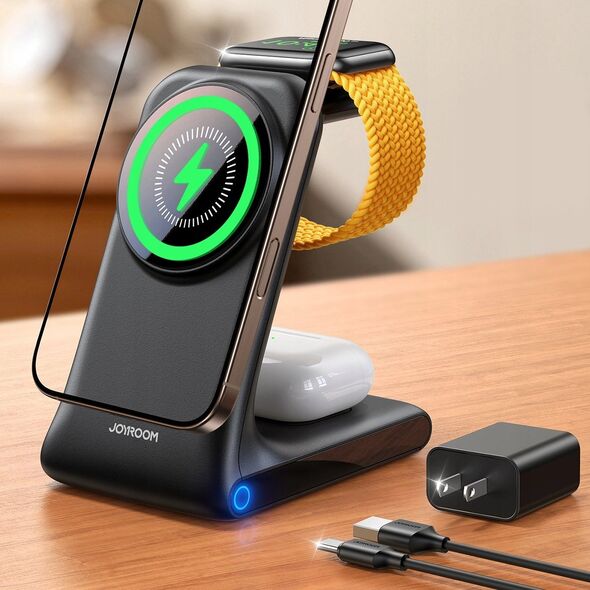 Ασύρματος φορτιστής JOYROOM JR-W15 3 σε 1 σταθμός φόρτισης με MagSafe - μαύρη