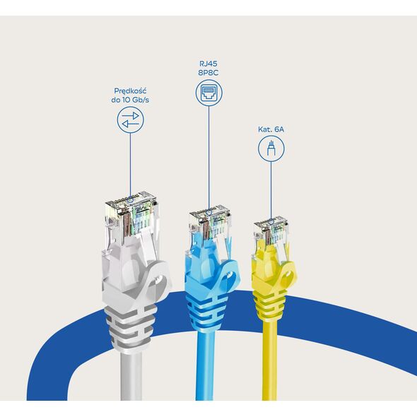 ZOY Kabel Sieciowy Ethernet Cat. 6a UTP CCA Niebieski 0,25m ZCR025B