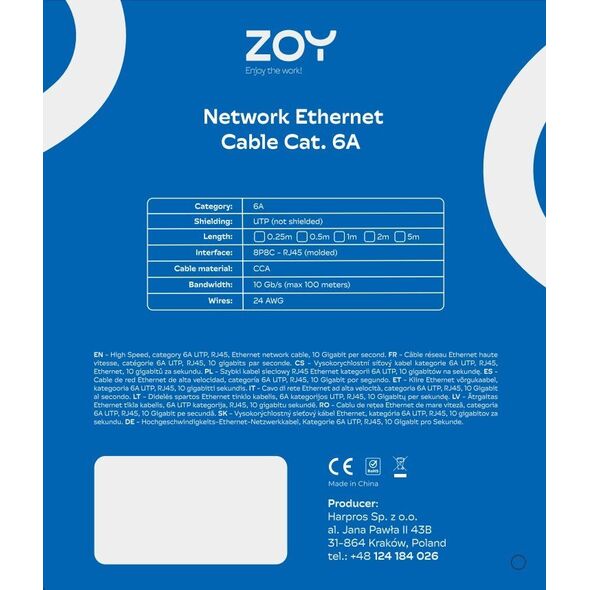 ZOY Kabel Sieciowy Ethernet Cat. 6a UTP CCA Żółty 5m ZCR5Y