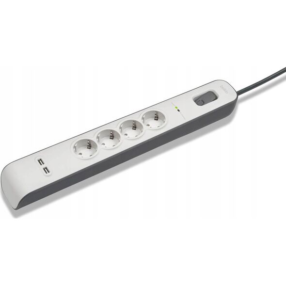 Belkin Πολύπριζο προστασίας από υπερτάσεις 525J, 4 υποδοχές Schuko, 2x USB-A, 2m