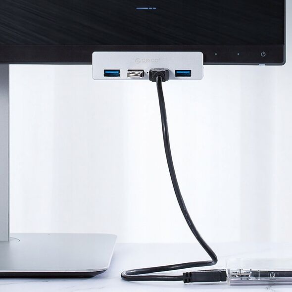 HUB 4 θυρών με σφιγκτήρα USB-A 3.0 - ασημί