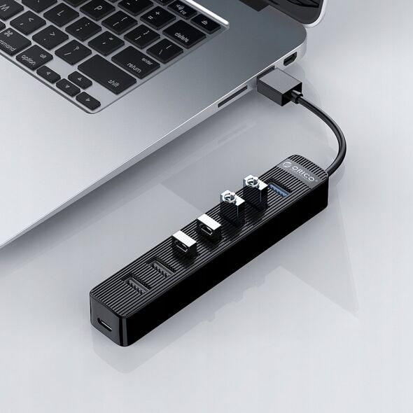 HUB 7 θυρών είσοδος: USB-A 3.0 / έξοδος: 4x USB-A 3.0 + 3x USB-A 2.0 - μαύρο
