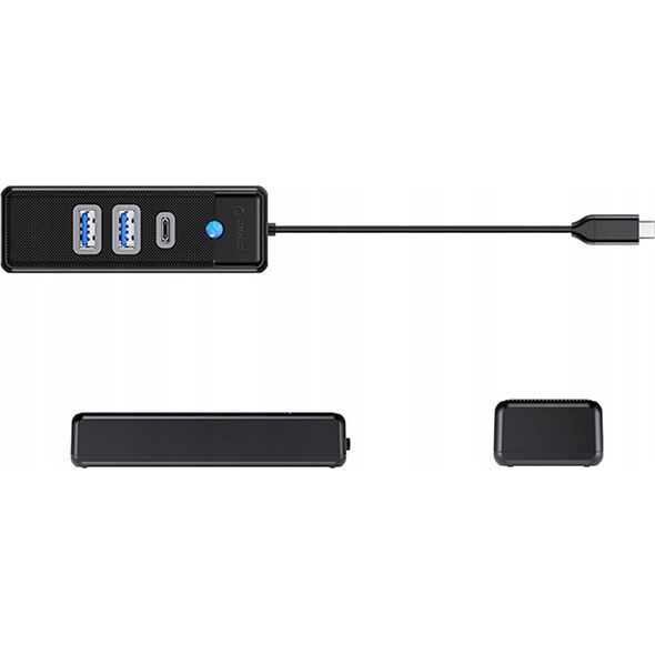 HUB 3-portowy input: USB-C 3.0 / output: 2x USB-A 3.0 + 1x USB-C 3.0 καλώδιο 0,15M - μαύρο