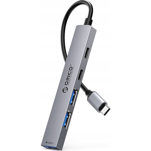 HUB 5-port input 2-in-1: USB-A/USB-C / output: 2x USB-A 2.0 + 1x USB-A 3.0 + 1x USB-C 2.0 + 1x USB-C PD65W καλώδιο 0,17M - γκρι