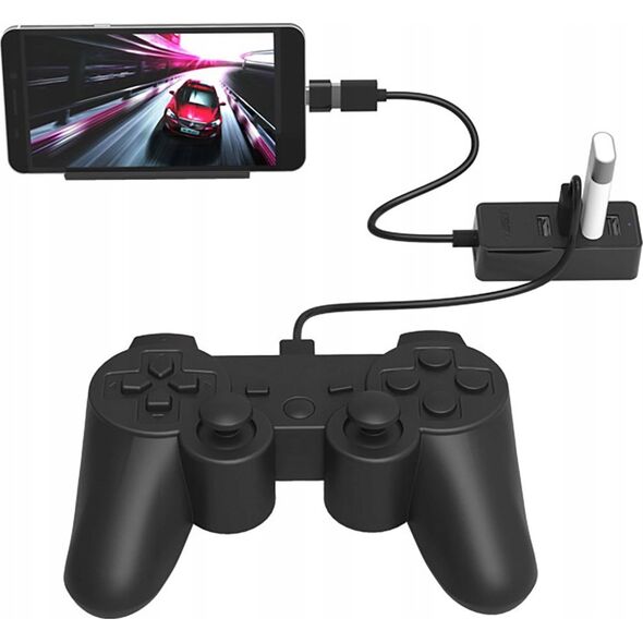HUB 4-portowy USB-A 2.0 przewód 1M - czarny