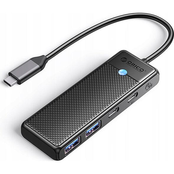 HUB 4-port input: USB-C 3.0 PD100W / output: 2x USB-A 3.0 + USB-C 3.0 καλώδιο 0,15M - μαύρο