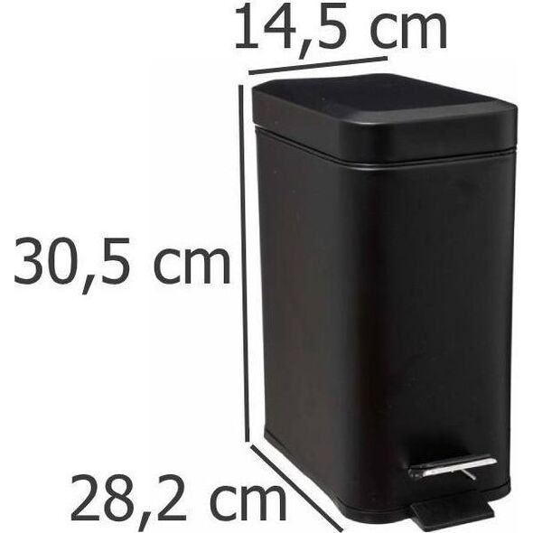 Kosz na śmieci 5five Kosz na śmieci łazienkowy, matowy, 5 L, czarny