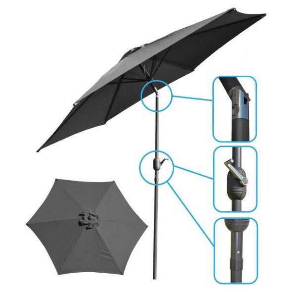 Saska Garden Parasol Ogrodowy Składany Szary 300 cm