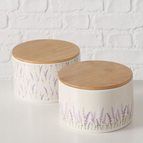 Κεραμικό δοχείο LAVANDER με μπαμπού καπάκι, Ø 16 cm