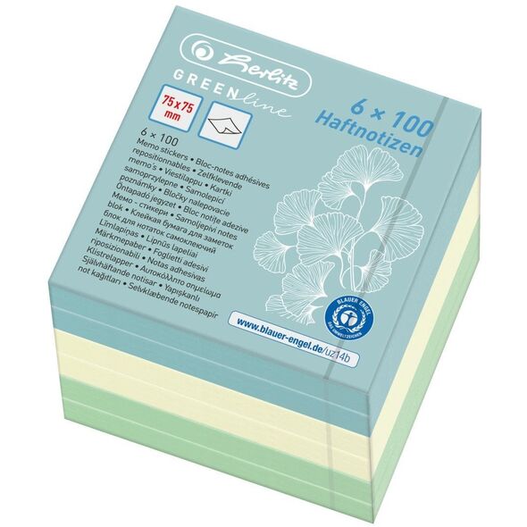 Herlitz Herlitz Haftnotizblock 75x75mm 6x100Bl ΠΡΑΣΙΝΗ σειρά χρωμάτων. είδος. 13812249 4008110259284