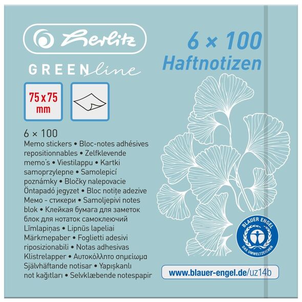 Herlitz Herlitz Haftnotizblock 75x75mm 6x100Bl ΠΡΑΣΙΝΗ σειρά χρωμάτων. είδος. 13812249 4008110259284