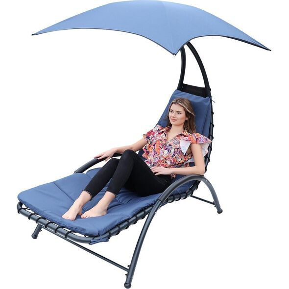 Saska Garden LEŻAK FOTEL Z PARASOLEM BERGAMO 200x125x180CM GRANAT
