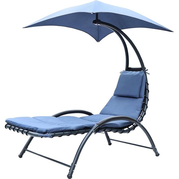 Saska Garden LEŻAK FOTEL Z PARASOLEM BERGAMO 200x125x180CM GRANAT