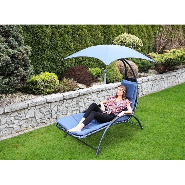 Saska Garden LEŻAK FOTEL Z PARASOLEM BERGAMO 200x125x180CM GRANAT