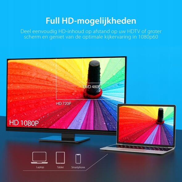 Adapter AV j5create j5create JVAW62 Nadajnik i odbiornik AV Pomarańczowy, Biały