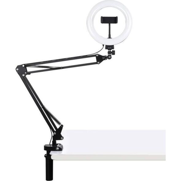 Lampa pierścieniowa Puluz PKT3089B LED 20 cm statyw biurkowy na klips