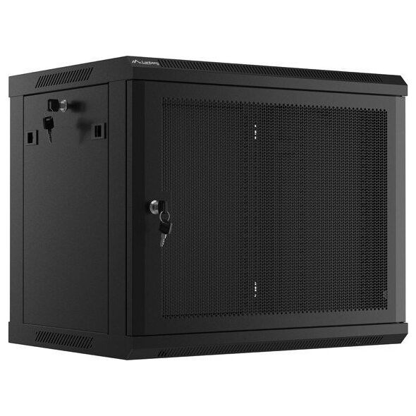 Szafa Lanberg Szafa wiszšca 19 cali 9U 600x450 drzwi perforowane (flat pack) czarna