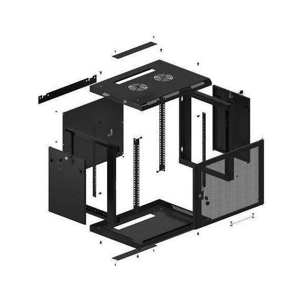 Szafa Lanberg Szafa wiszšca 19 cali 9U 600x450 drzwi perforowane (flat pack) czarna