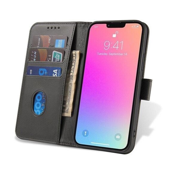 Θήκη Hurtel Magnet Case για Samsung A15 με καπάκι και πορτοφόλι - μαύρο